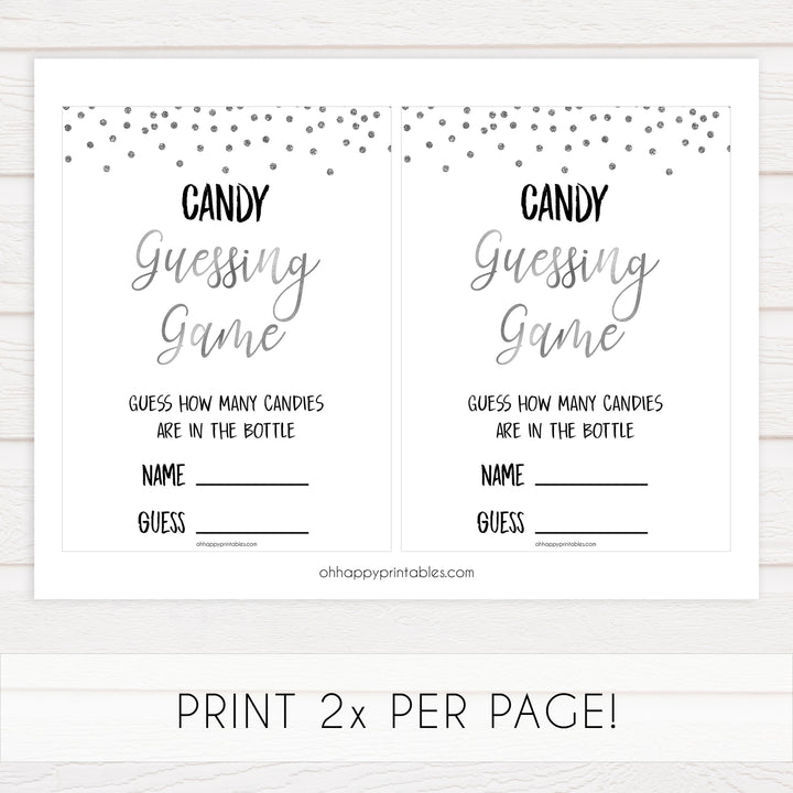candy guessing game, Printable baby shower games, baby silver glitter fun baby games, baby shower games, fun baby shower ideas, top baby shower ideas, silver glitter shower baby shower, friends baby shower ideas