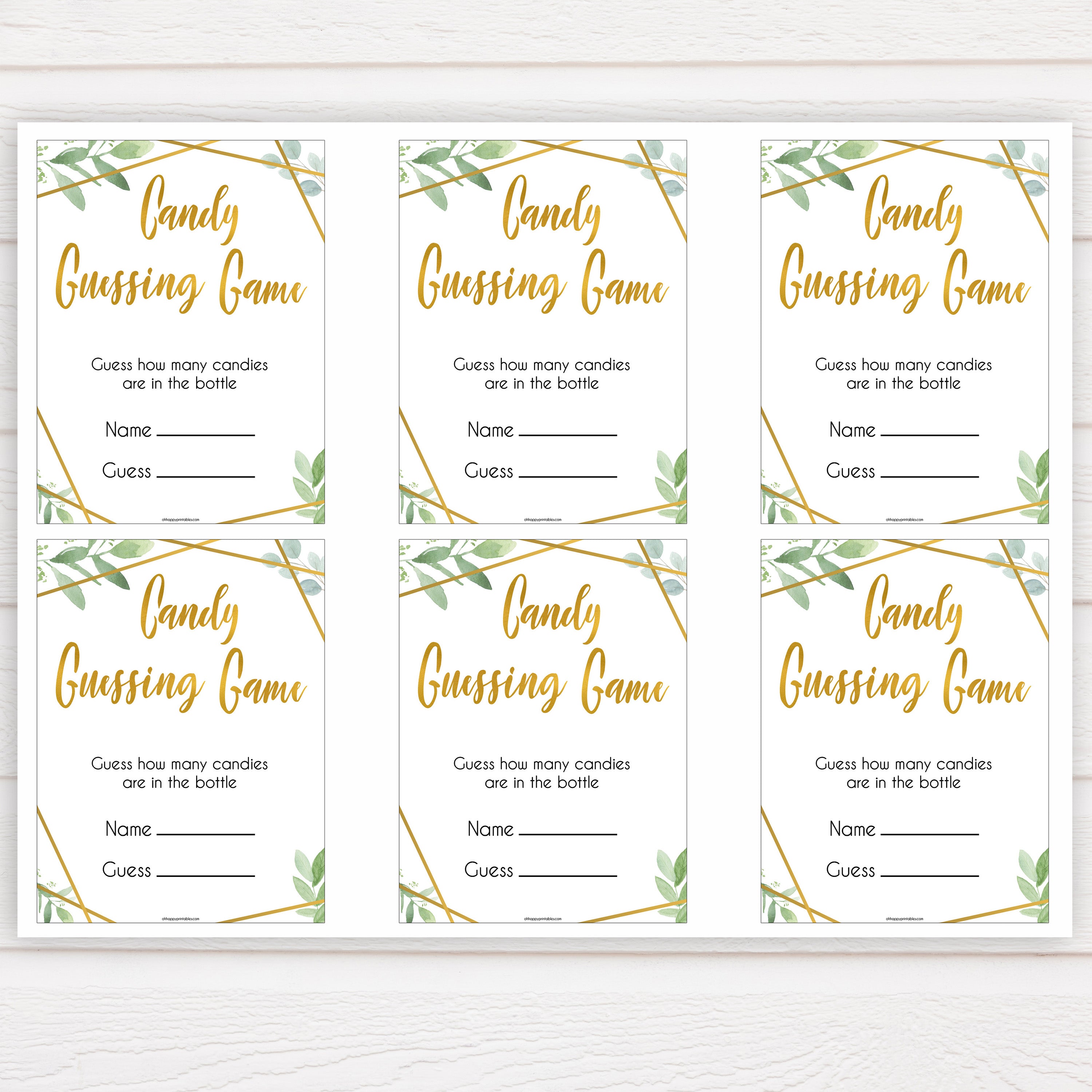 gold geometric candy guessing game baby shower games, printable baby shower games, fun baby games, popular baby games, gold baby games