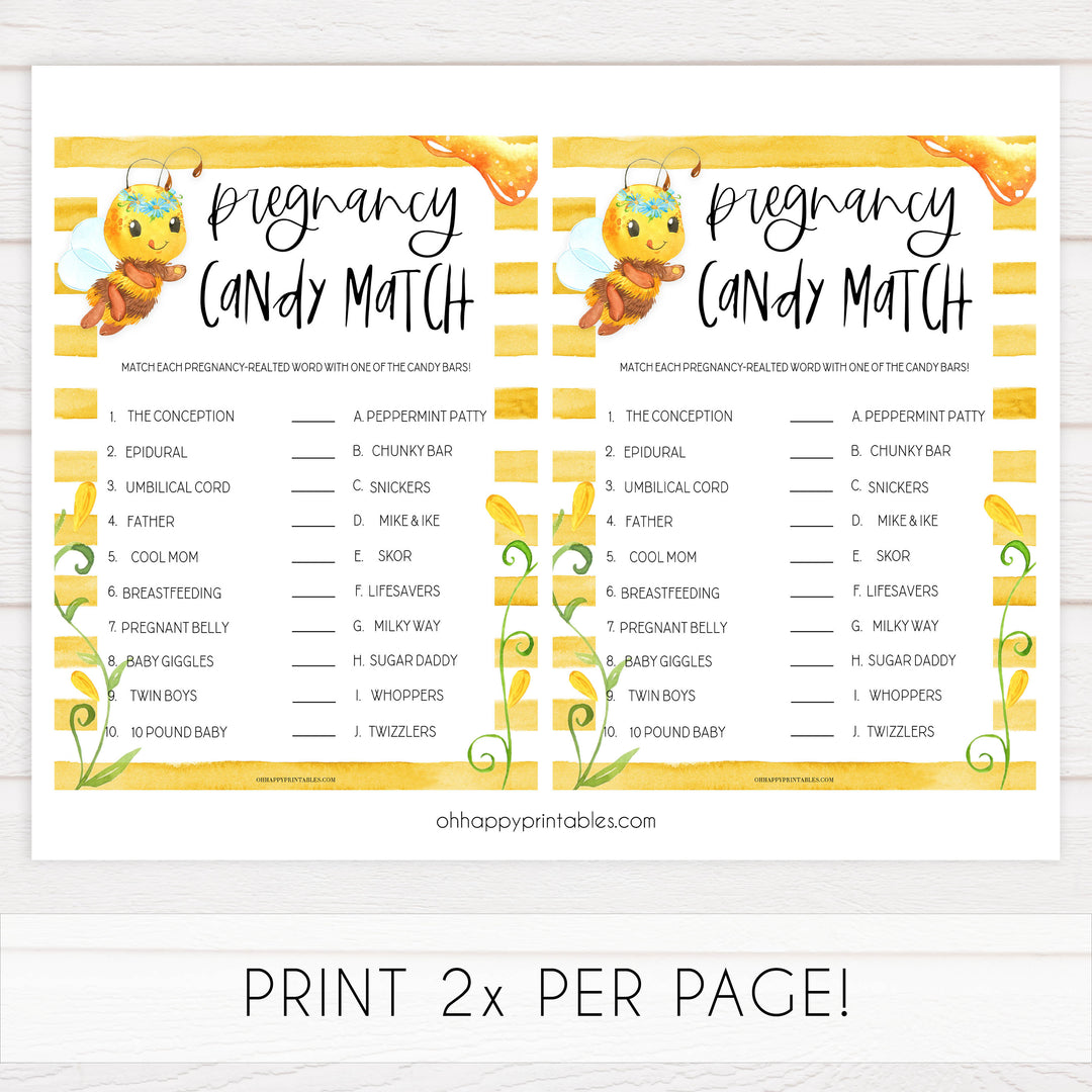 pregnancy candy match game, Printable baby shower games, mommy bee fun baby games, baby shower games, fun baby shower ideas, top baby shower ideas, mommy to bee baby shower, friends baby shower ideas