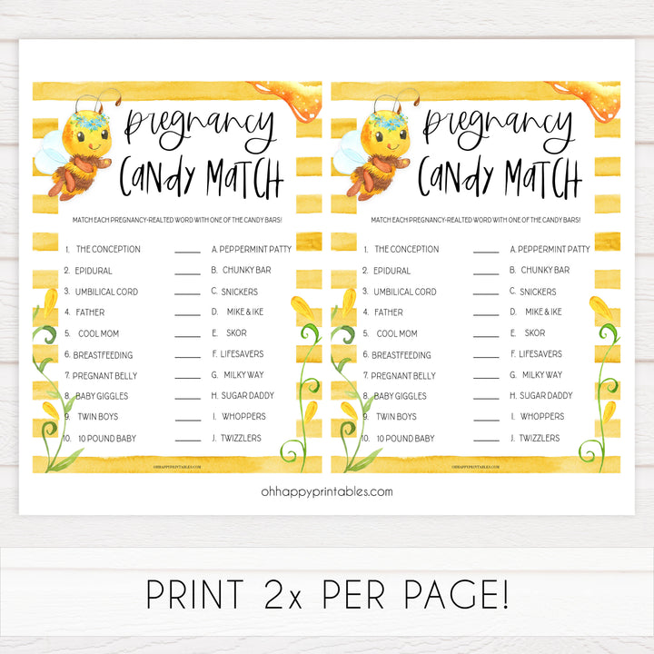 pregnancy candy match game, Printable baby shower games, mommy bee fun baby games, baby shower games, fun baby shower ideas, top baby shower ideas, mommy to bee baby shower, friends baby shower ideas