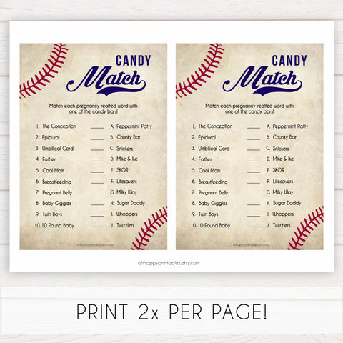 Baseball Pregnancy Candy Match Game, Baseball Baby Shower Games, Candy Match Baby Shower Game, Fun Baby Shower Games, Candy Match, printable baby shower games, fun baby shower games, popular baby shower games