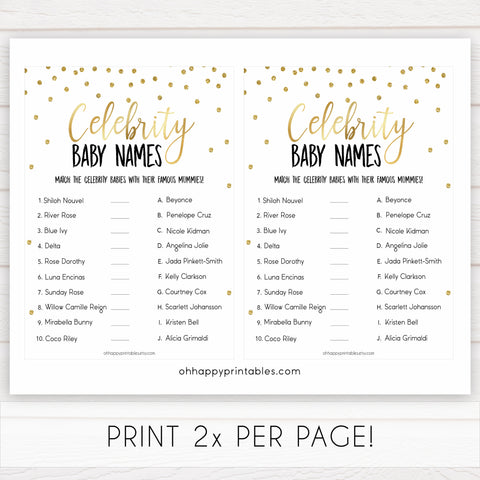 celebrity baby names game, gold celebrity baby names, funny baby shower games, best baby shower games, top baby games