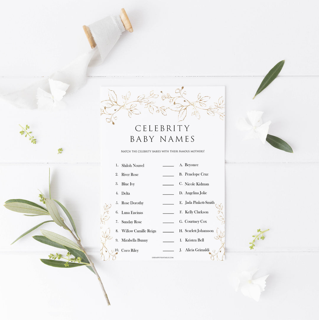 celebrity baby names games, Printable baby shower games, gold leaf baby games, baby shower games, fun baby shower ideas, top baby shower ideas, gold leaf baby shower, baby shower games, fun gold leaf baby shower ideas