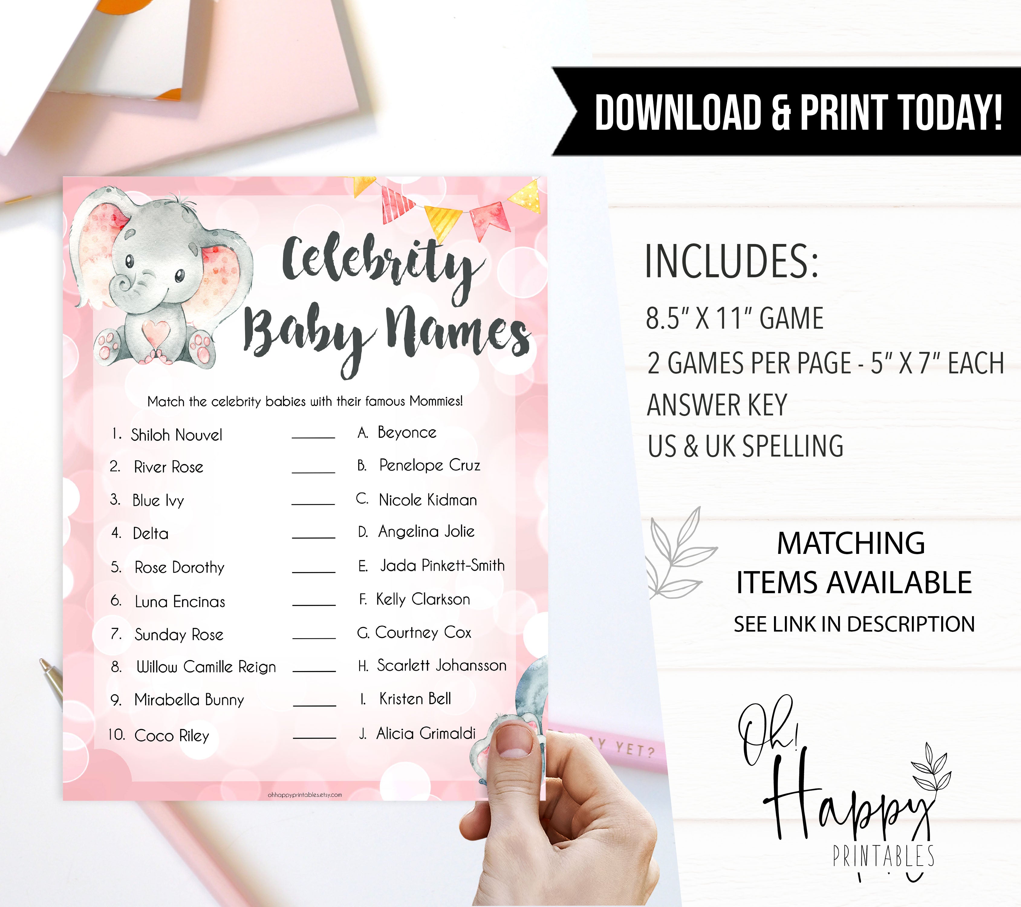 pink elephant baby games, celebrity baby names baby shower games, printable baby shower games, baby shower games, fun baby games, popular baby games, pink baby games