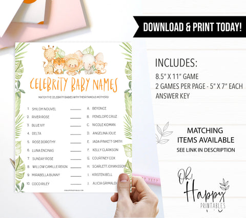 celebrity baby names game, Printable baby shower games, safari animals baby games, baby shower games, fun baby shower ideas, top baby shower ideas, safari animals baby shower, baby shower games, fun baby shower ideas