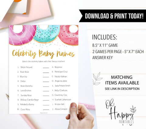 celebrity baby names game, Printable baby shower games, donut baby games, baby shower games, fun baby shower ideas, top baby shower ideas, donut sprinkles baby shower, baby shower games, fun donut baby shower ideas