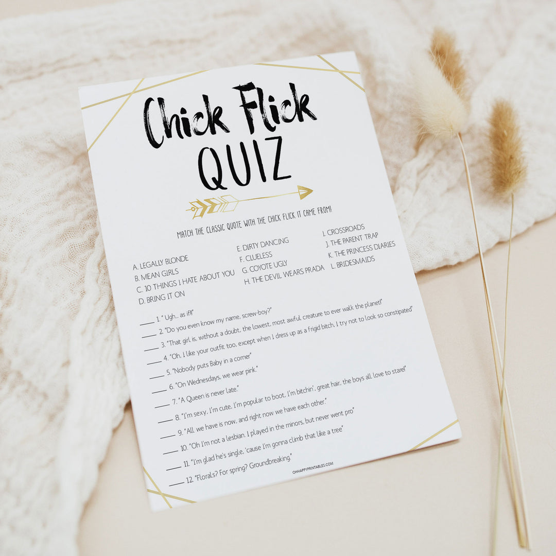 chick flick quiz game, printable bridal shower games, bride tribe bridal games, chick flick game, fun bridal shower games, bachelorette games