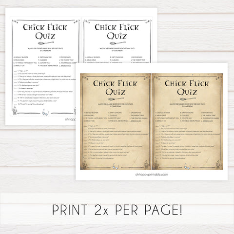 chick flick quiz game, bridal chick flick quiz, Printable bachelorette games, Harry Potter bachelorette, Harry Potter hen party games, fun hen party games, bachelorette game ideas, Harry Potter adult party games, naughty hen games, naughty bachelorette games