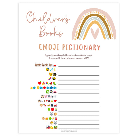 childrens books emoji pictionary game, Printable baby shower games, boho rainbow baby games, baby shower games, fun baby shower ideas, top baby shower ideas, boho rainbow baby shower, baby shower games, fun boho rainbow baby shower ideas