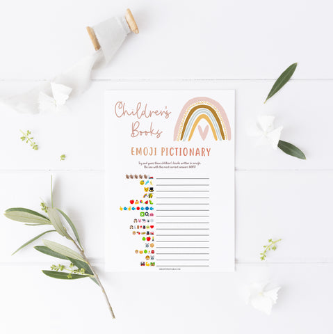 childrens books emoji pictionary game, Printable baby shower games, boho rainbow baby games, baby shower games, fun baby shower ideas, top baby shower ideas, boho rainbow baby shower, baby shower games, fun boho rainbow baby shower ideas