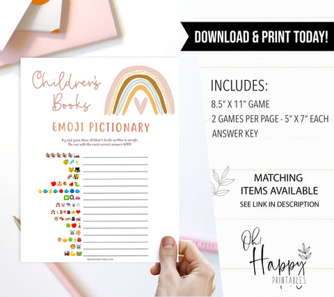 childrens books emoji pictionary game, Printable baby shower games, boho rainbow baby games, baby shower games, fun baby shower ideas, top baby shower ideas, boho rainbow baby shower, baby shower games, fun boho rainbow baby shower ideas