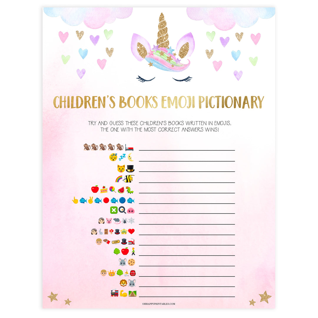 childrens books emoji pictionary game, Printable baby shower games, unicorn baby games, baby shower games, fun baby shower ideas, top baby shower ideas, unicorn baby shower, baby shower games, fun unicorn baby shower ideas