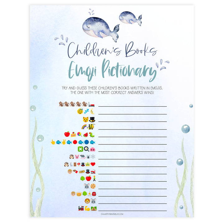 childrens books emoji pictionary game, Printable baby shower games, whale baby games, baby shower games, fun baby shower ideas, top baby shower ideas, whale baby shower, baby shower games, fun whale baby shower ideas