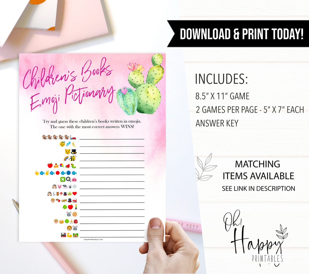 Cactus baby shower games, cactus childrens books emoji pictionary baby game, printable baby games, Mexican baby shower, Mexican baby games, fiesta baby games, popular baby games, printable baby games