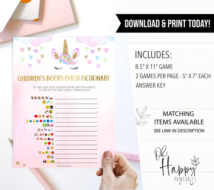 childrens books emoji pictionary game, Printable baby shower games, unicorn baby games, baby shower games, fun baby shower ideas, top baby shower ideas, unicorn baby shower, baby shower games, fun unicorn baby shower ideas