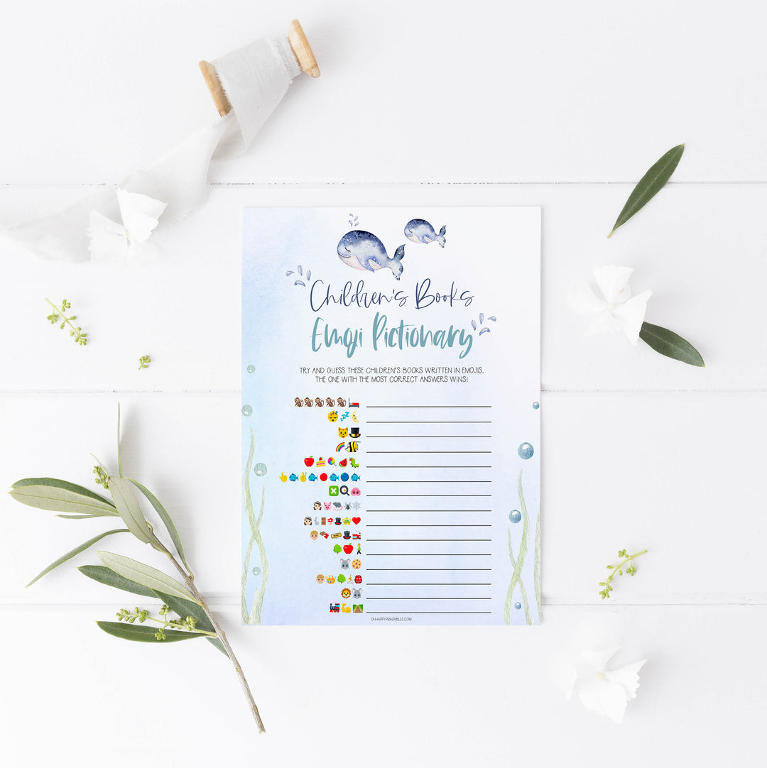childrens books emoji pictionary game, Printable baby shower games, whale baby games, baby shower games, fun baby shower ideas, top baby shower ideas, whale baby shower, baby shower games, fun whale baby shower ideas
