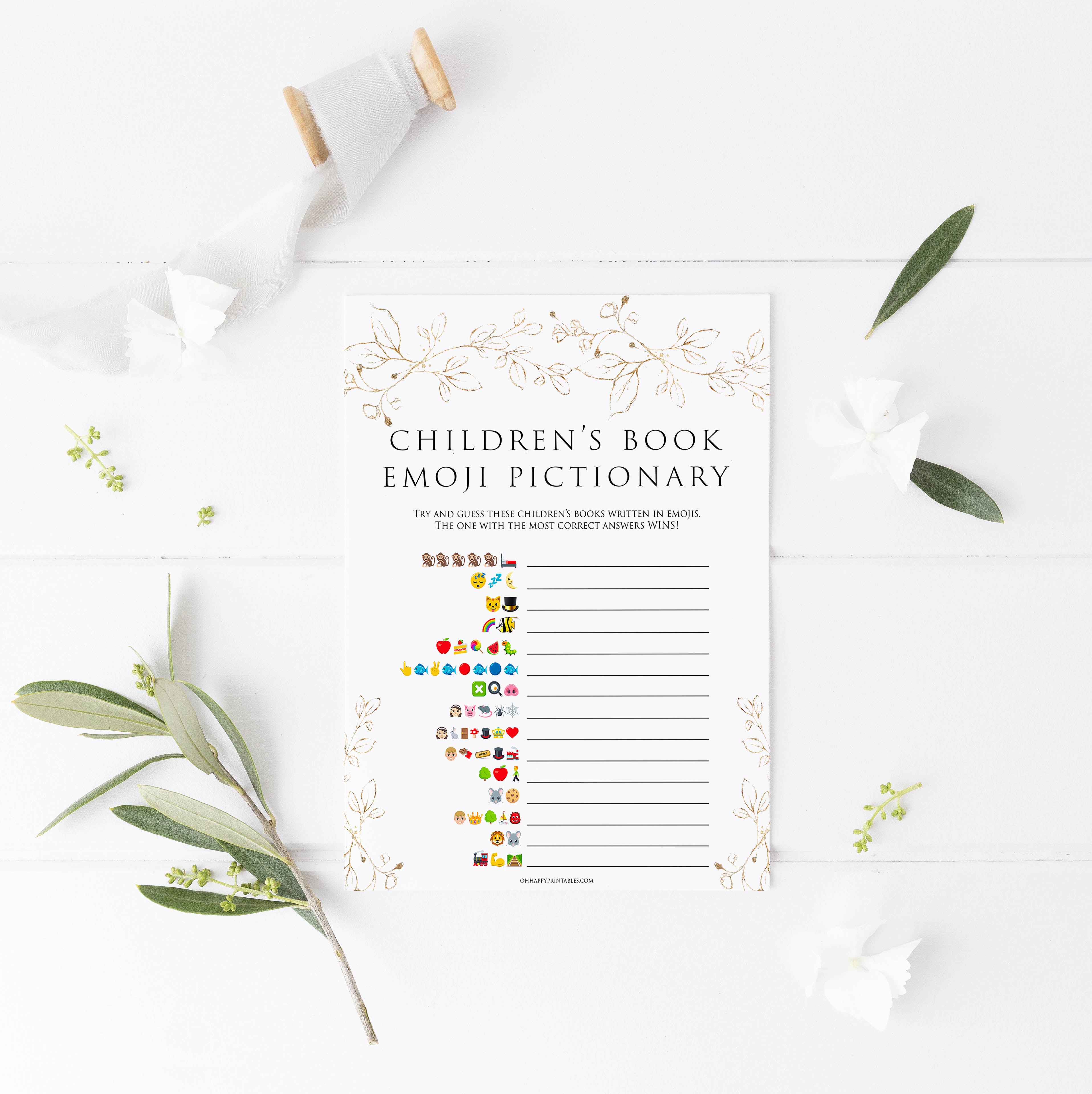 childrens books emoji Pictionary game, Printable baby shower games, gold leaf baby games, baby shower games, fun baby shower ideas, top baby shower ideas, gold leaf baby shower, baby shower games, fun gold leaf baby shower ideas
