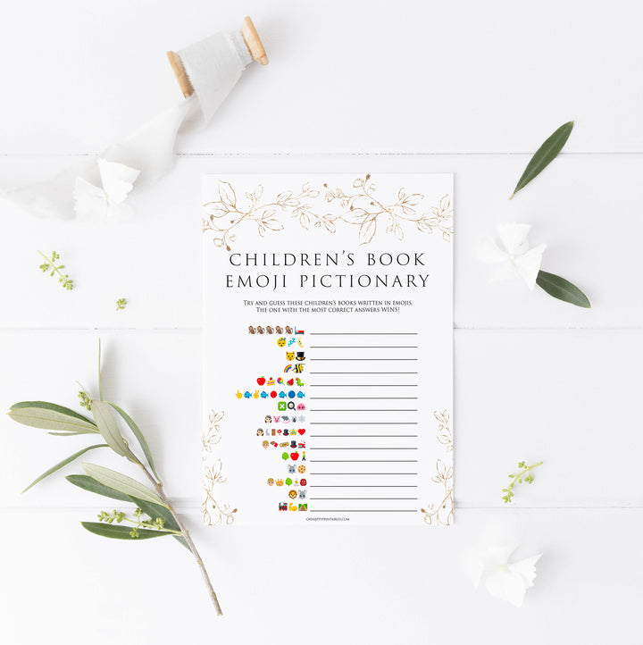 childrens books emoji Pictionary game, Printable baby shower games, gold leaf baby games, baby shower games, fun baby shower ideas, top baby shower ideas, gold leaf baby shower, baby shower games, fun gold leaf baby shower ideas