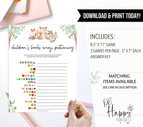 childrens books emoji pictionary games, Printable baby shower games, woodland animals baby games, baby shower games, fun baby shower ideas, top baby shower ideas, woodland baby shower, baby shower games, fun woodland animals baby shower ideas