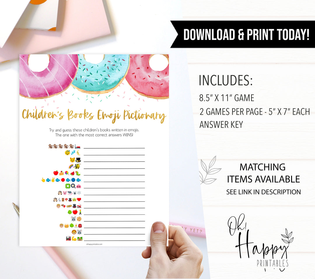 childrens books emoji pictionary game, Printable baby shower games, donut baby games, baby shower games, fun baby shower ideas, top baby shower ideas, donut sprinkles baby shower, baby shower games, fun donut baby shower ideas