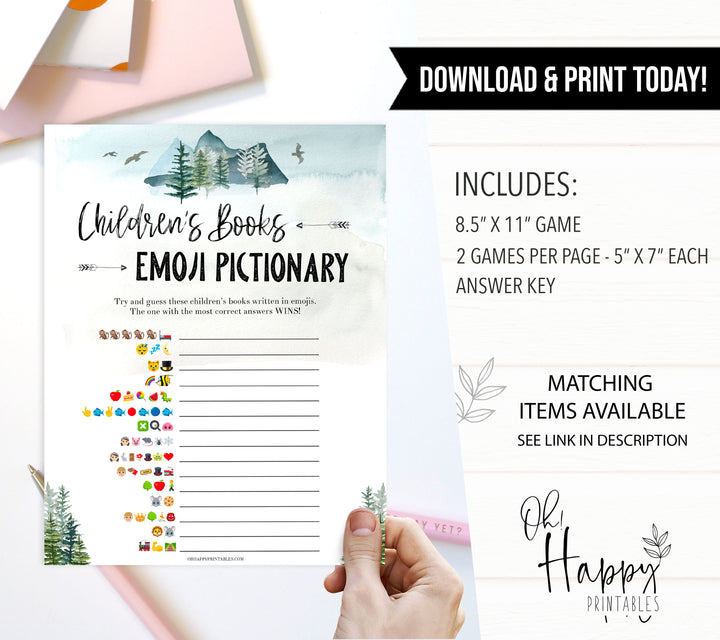childrens books emoji pictionary game, Printable baby shower games, adventure awaits baby games, baby shower games, fun baby shower ideas, top baby shower ideas, adventure awaits baby shower, baby shower games, fun adventure baby shower ideas