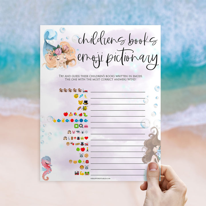 childrens books emoji pictionary game, Printable baby shower games, little mermaid baby games, baby shower games, fun baby shower ideas, top baby shower ideas, little mermaid baby shower, baby shower games, pink hearts baby shower ideas