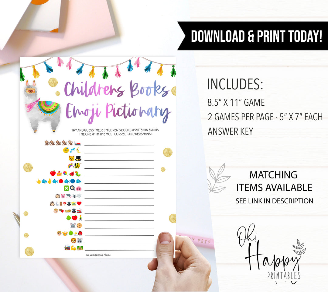 childrens books emoji pictionary, Printable baby shower games, llama fiesta fun baby games, baby shower games, fun baby shower ideas, top baby shower ideas, Llama fiesta shower baby shower, fiesta baby shower ideas