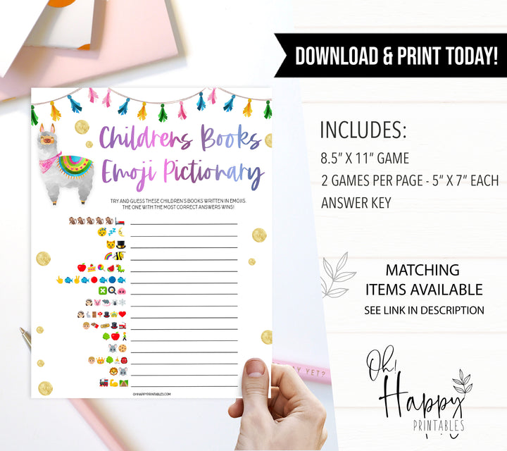 childrens books emoji pictionary, Printable baby shower games, llama fiesta fun baby games, baby shower games, fun baby shower ideas, top baby shower ideas, Llama fiesta shower baby shower, fiesta baby shower ideas