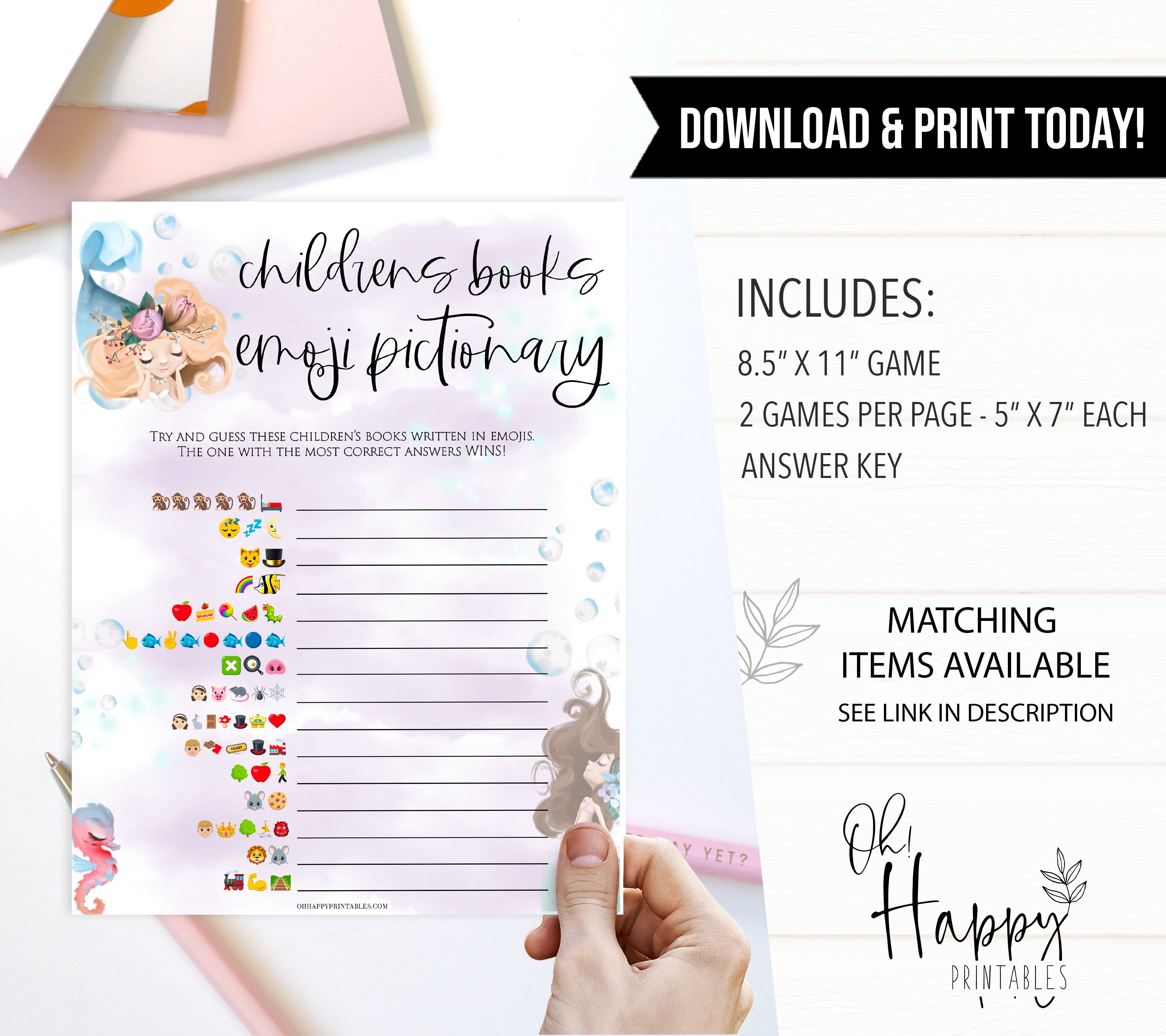 childrens books emoji pictionary game, Printable baby shower games, little mermaid baby games, baby shower games, fun baby shower ideas, top baby shower ideas, little mermaid baby shower, baby shower games, pink hearts baby shower ideas