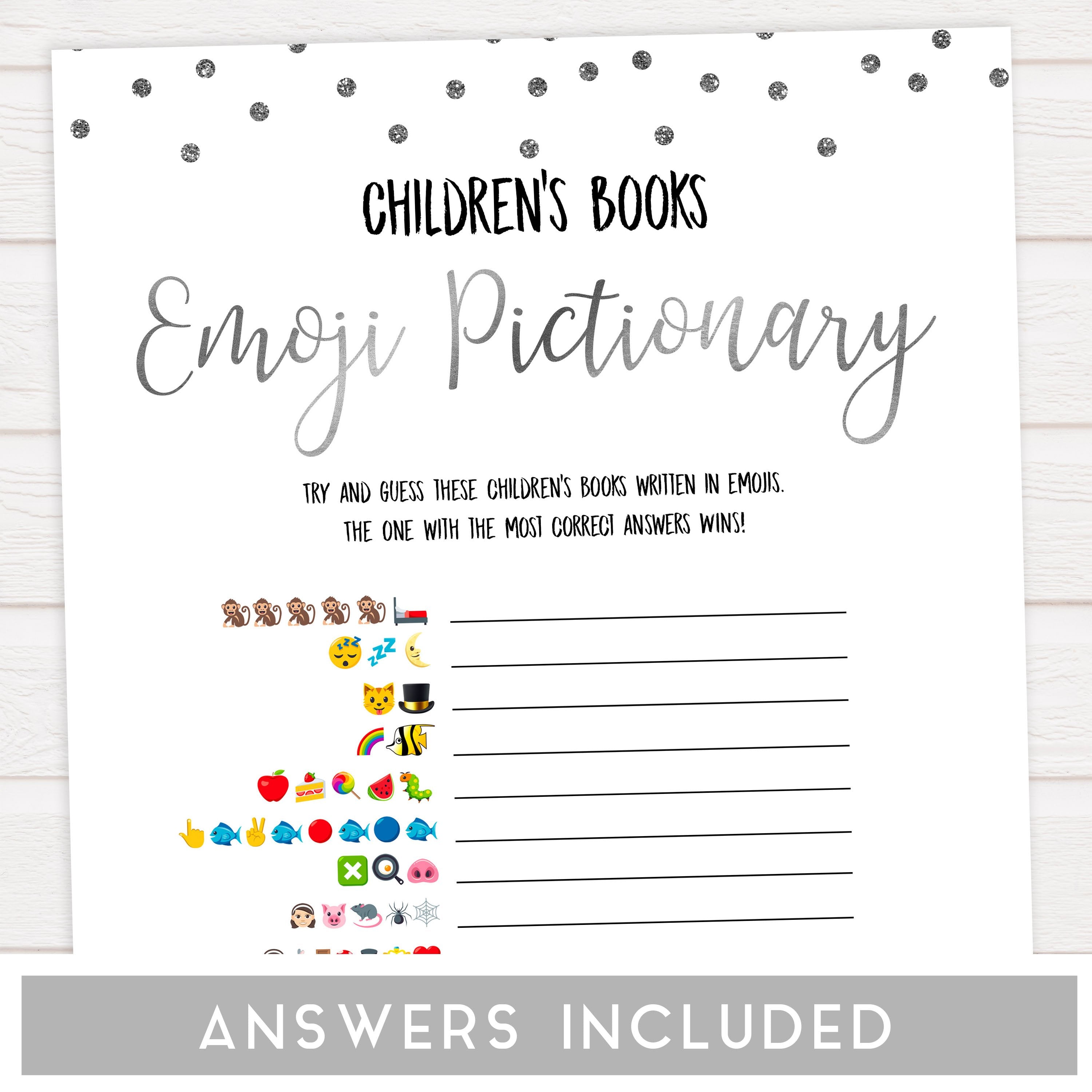 childrens books emoji pictionary, Printable baby shower games, baby silver glitter fun baby games, baby shower games, fun baby shower ideas, top baby shower ideas, silver glitter shower baby shower, friends baby shower ideas