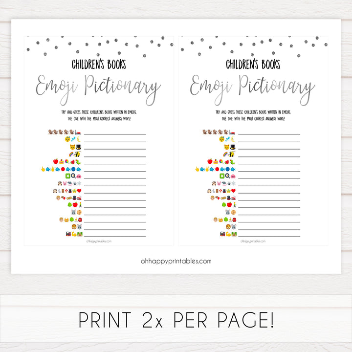 childrens books emoji pictionary, Printable baby shower games, baby silver glitter fun baby games, baby shower games, fun baby shower ideas, top baby shower ideas, silver glitter shower baby shower, friends baby shower ideas