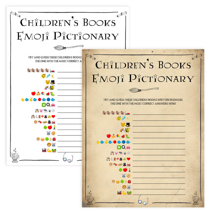 Childrens Books Emoji Pictionary Game, Wizard baby shower games, printable baby shower games, Harry Potter baby games, Harry Potter baby shower, fun baby shower games,  fun baby ideas