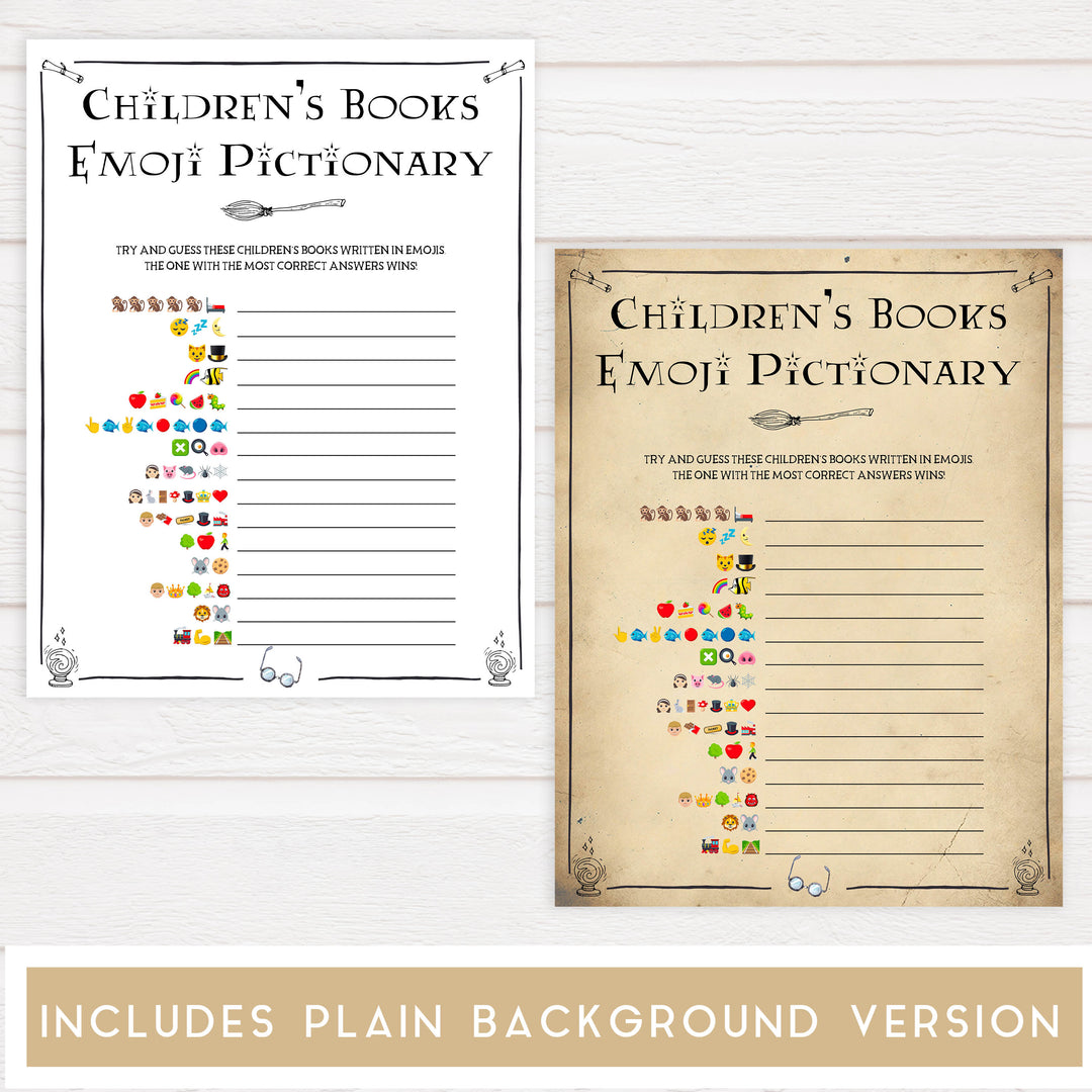 Childrens Books Emoji Pictionary Game, Wizard baby shower games, printable baby shower games, Harry Potter baby games, Harry Potter baby shower, fun baby shower games,  fun baby ideas