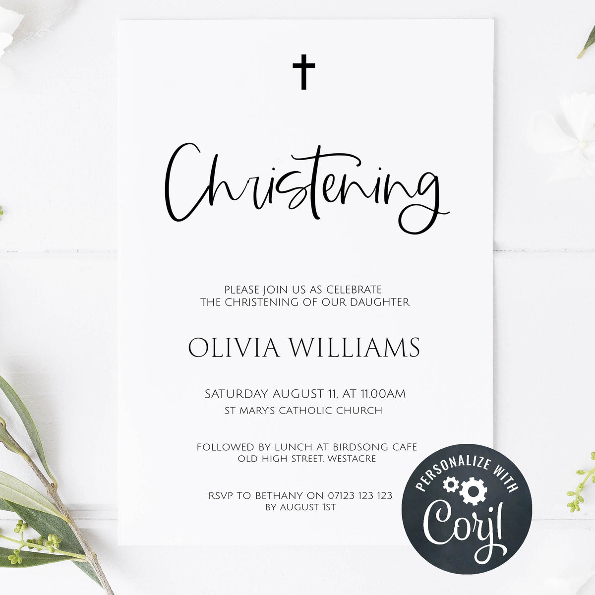 editable christening invitations, printable christening invitations, simple christening invitations