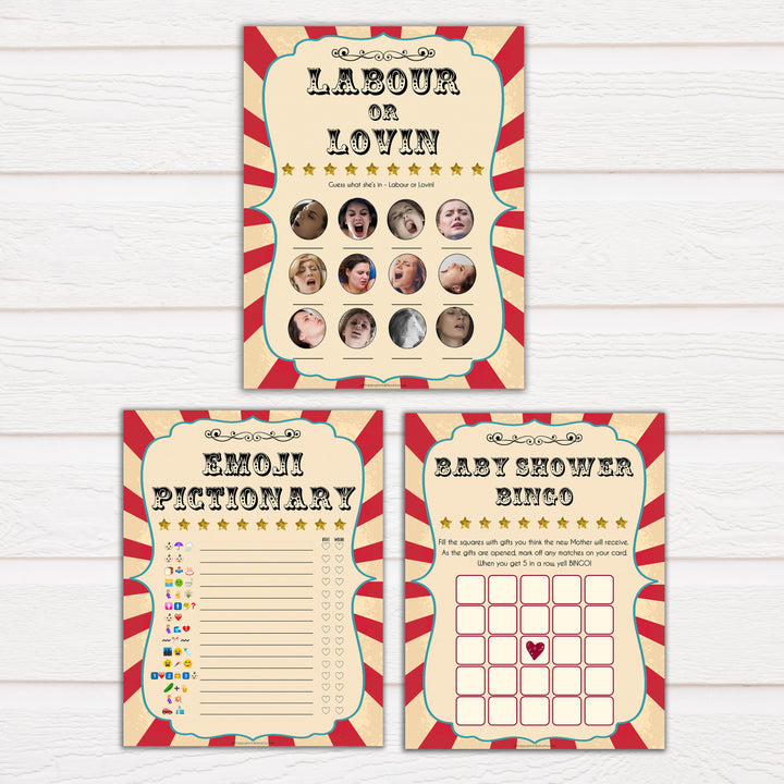 Circus 7 baby shower games, baby game bundles, fun baby games, popular baby shower games, circus baby games, carnival baby games, printable baby games, fun baby games, popular baby games, carnival baby shower, carnival theme