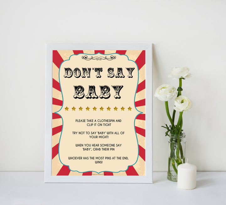Circus dont say baby baby shower games, circus baby games, carnival baby games, printable baby games, fun baby games, popular baby games, carnival baby shower, carnival theme