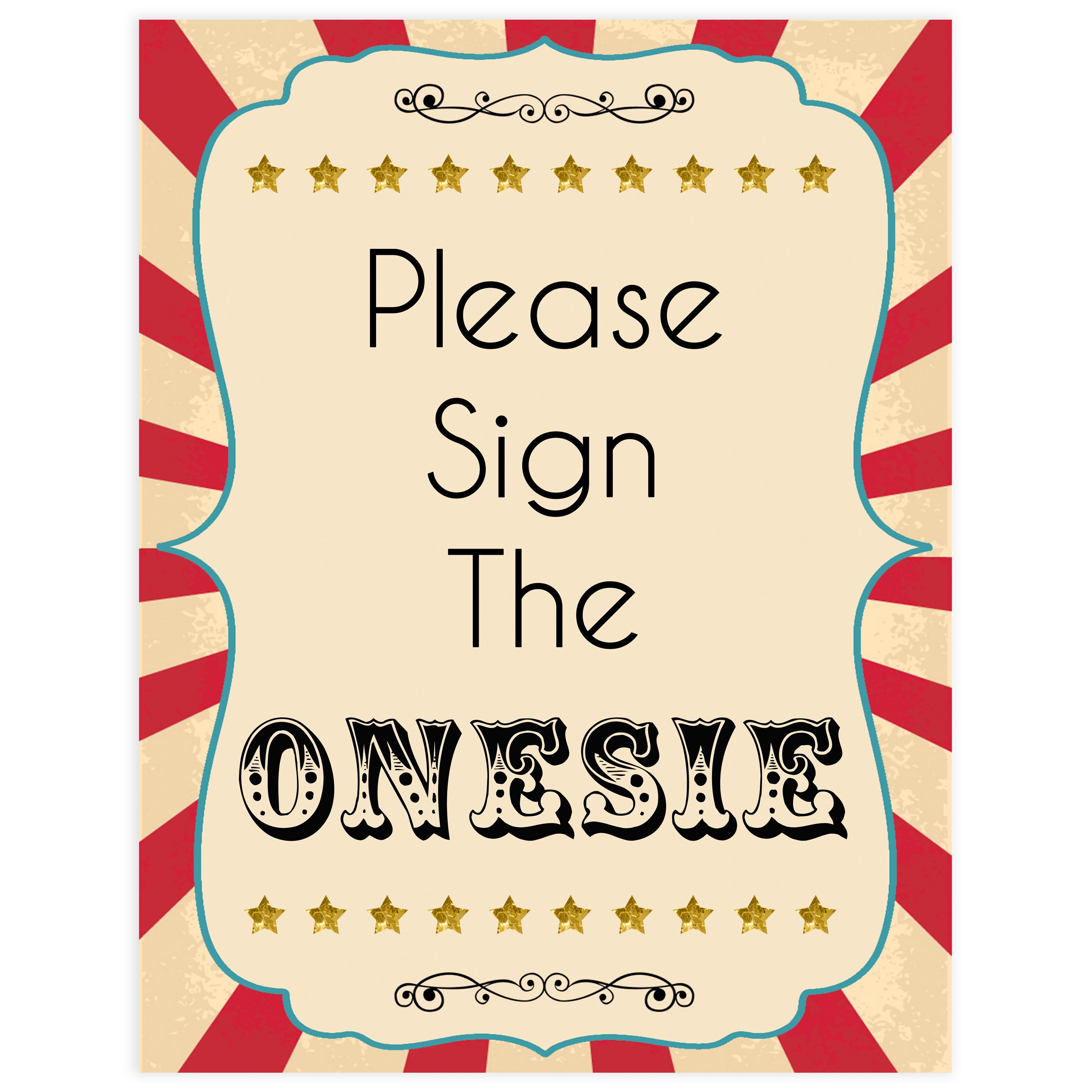 Sign The Onesie - Circus Printable Baby Games – OhHappyPrintables