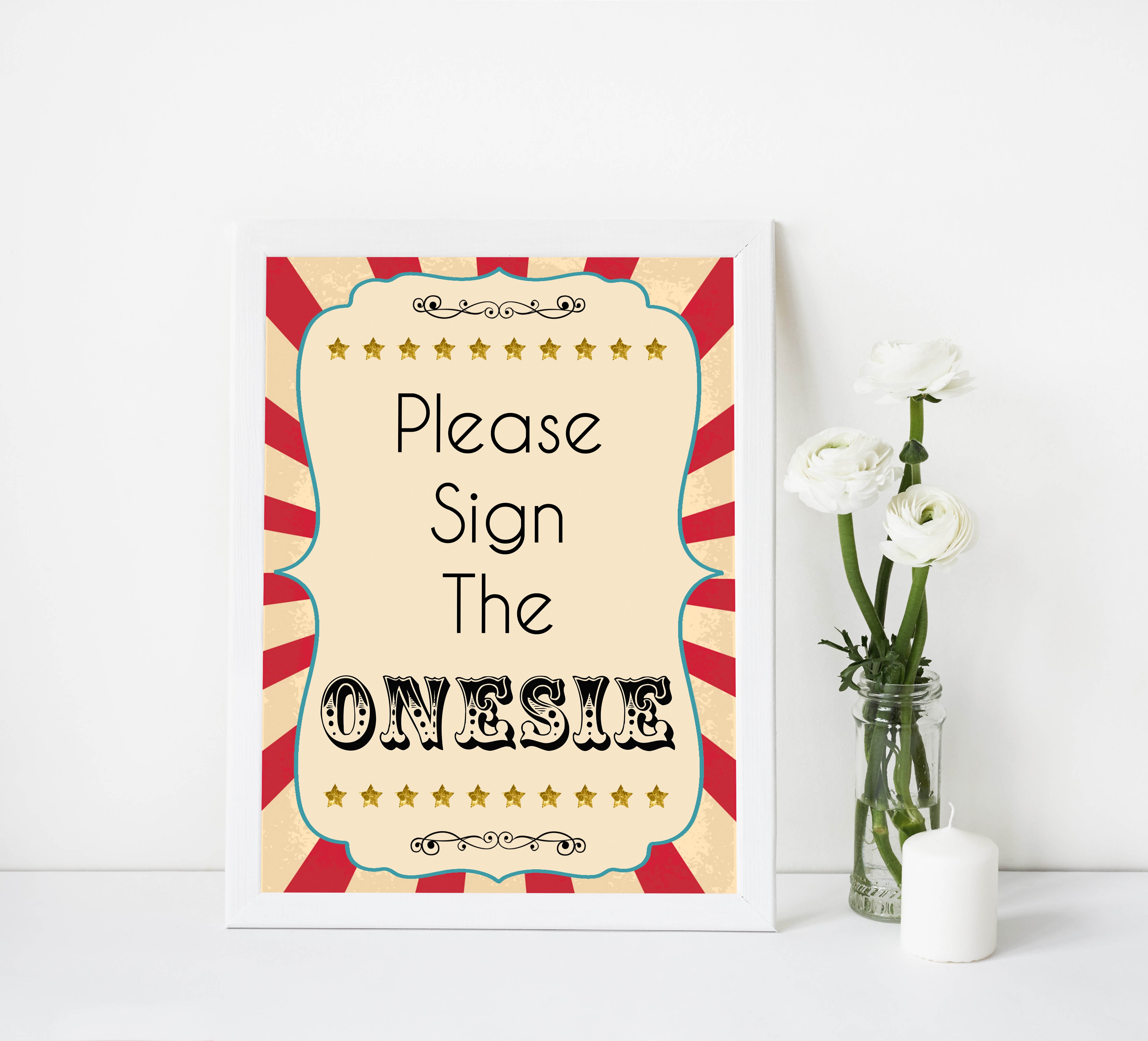 Sign The Onesie - Circus Printable Baby Games – OhHappyPrintables