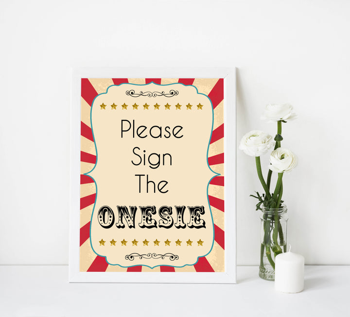 sign the onesie baby sign, onesie baby sign, Printable baby shower games, circus fun baby games, baby shower games, fun baby shower ideas, top baby shower ideas, carnival baby shower, circus baby shower ideas