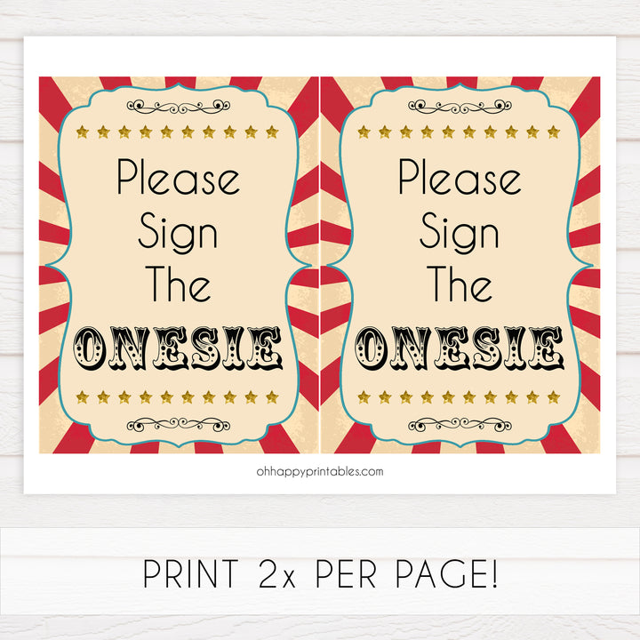 sign the onesie baby sign, onesie baby sign, Printable baby shower games, circus fun baby games, baby shower games, fun baby shower ideas, top baby shower ideas, carnival baby shower, circus baby shower ideas