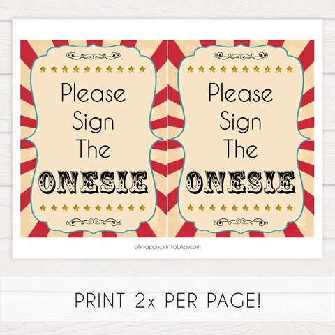 sign the onesie baby sign, onesie baby sign, Printable baby shower games, circus fun baby games, baby shower games, fun baby shower ideas, top baby shower ideas, carnival baby shower, circus baby shower ideas