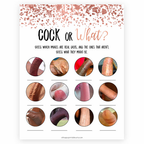 Rose gold cock or what bridal shower games, bachelorette naughty games, adult games, cock or what, cock game