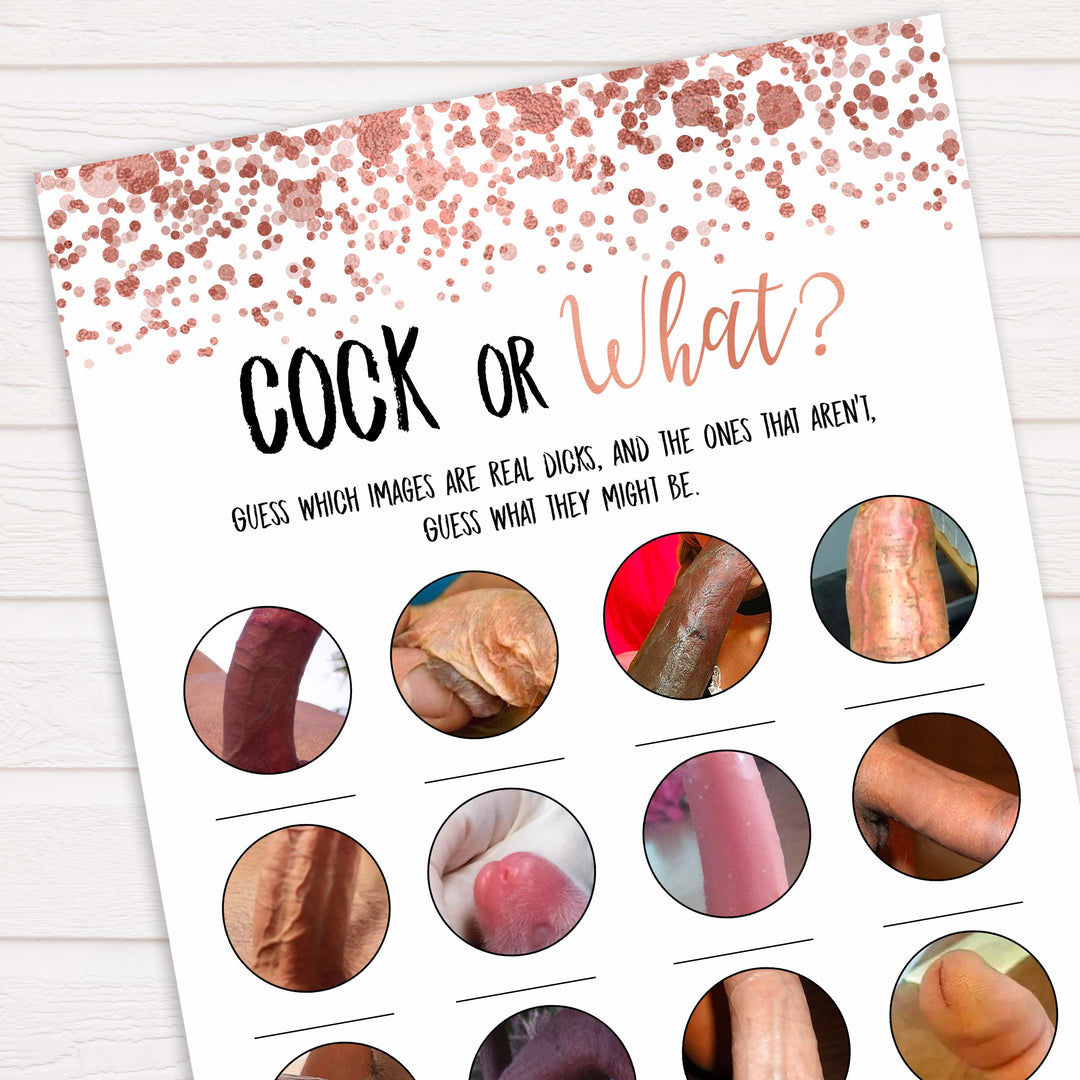 Rose gold cock or what bridal shower games, bachelorette naughty games, adult games, cock or what, cock game