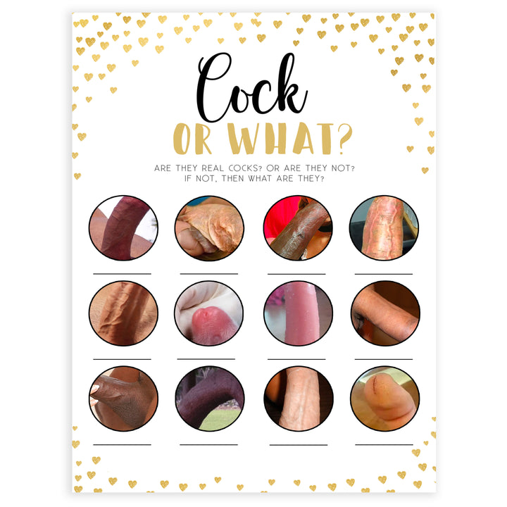 Gold hearts cock or what game, bachelorette games, bridal shower games, adult bridal games, fun bachelorette games, top bridal shower games, top bachelorette games, top 10 bridal games