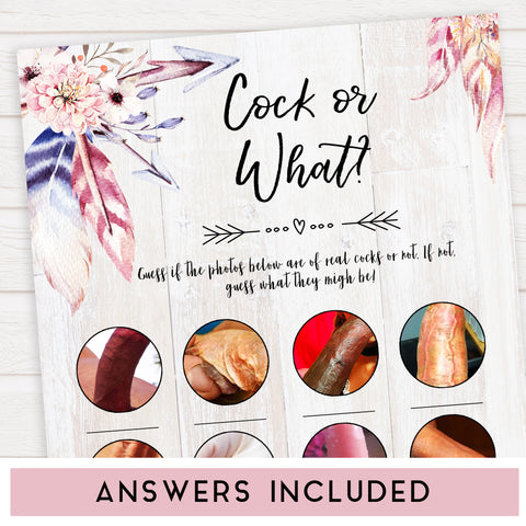 boho cock or what game, bachelorette games, bridal shower games, adult bridal games, fun bachelorette games, top bridal shower games, top bachelorette games, top 10 bridal games