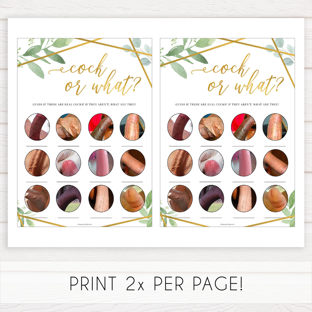 Gold geometric cock or what game, bachelorette games, bridal shower games, adult bridal games, fun bachelorette games, top bridal shower games, top bachelorette games, top 10 bridal games