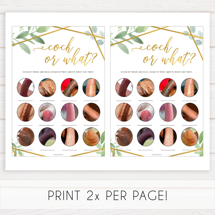Gold geometric cock or what game, bachelorette games, bridal shower games, adult bridal games, fun bachelorette games, top bridal shower games, top bachelorette games, top 10 bridal games