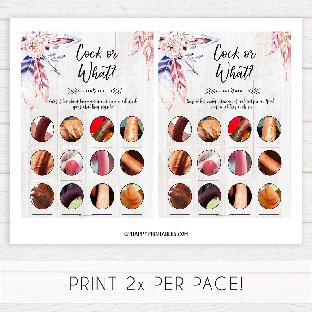 boho cock or what game, bachelorette games, bridal shower games, adult bridal games, fun bachelorette games, top bridal shower games, top bachelorette games, top 10 bridal games