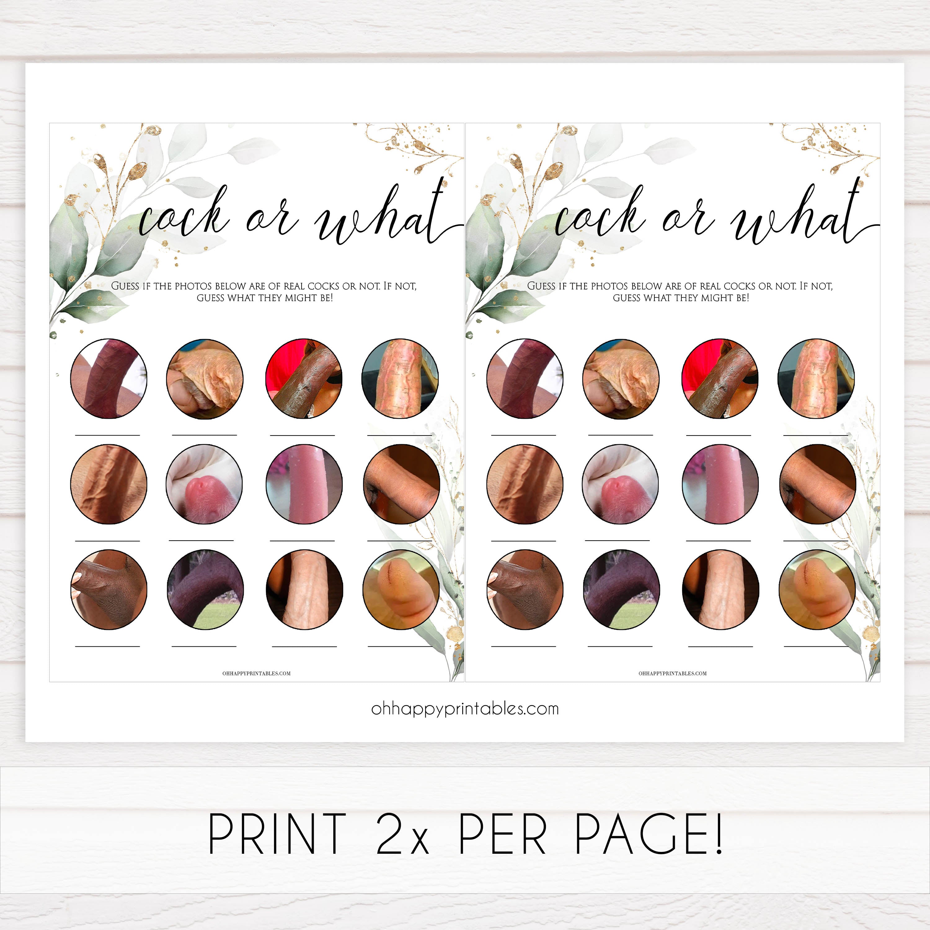cock or what game, Printable bridal shower games, greenery bridal shower, gold leaf bridal shower games, fun bridal shower games, bridal shower game ideas, greenery bridal shower