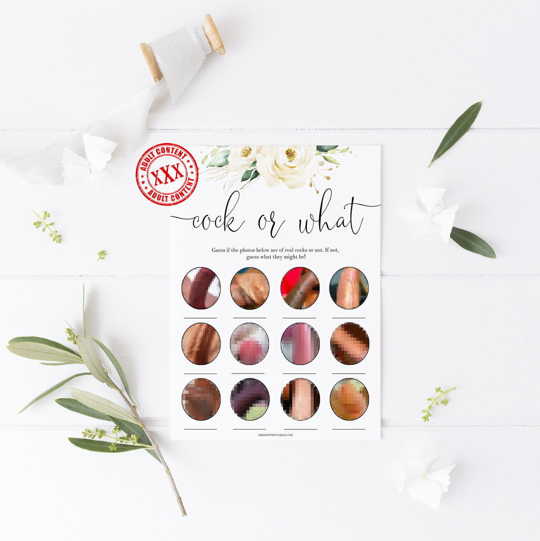 cock or what game, penis game, Printable bachelorette games, floral bachelorette, floral hen party games, fun hen party games, bachelorette game ideas, floral adult party games, naughty hen games, naughty bachelorette games